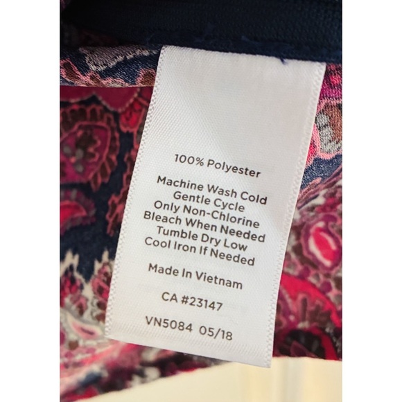 Talbots Pink Purple Paisley Tulip 3/4 Sleeve Blouse Top Petite Medium MP - Picture 6 of 11